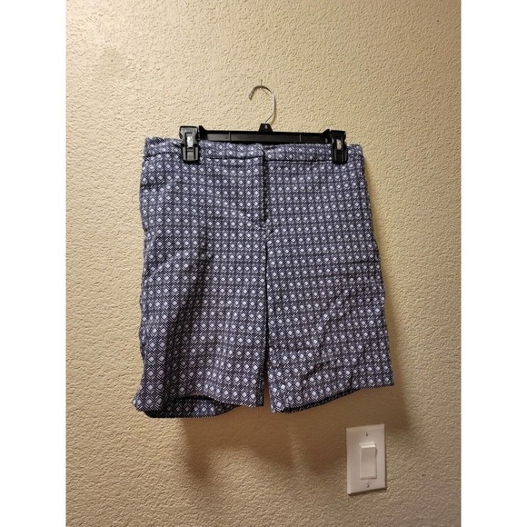 MARIO SERRANI navy blue gray white geometric shorts size 8 - Picture 1 of 3